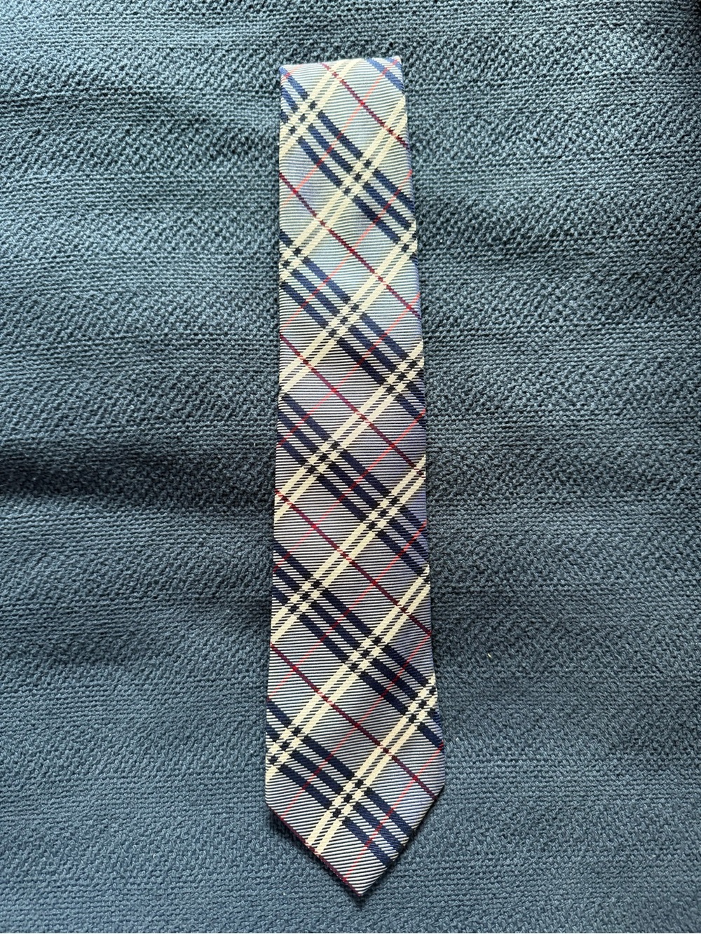 Burberry Blue Check Tie - 100% silk